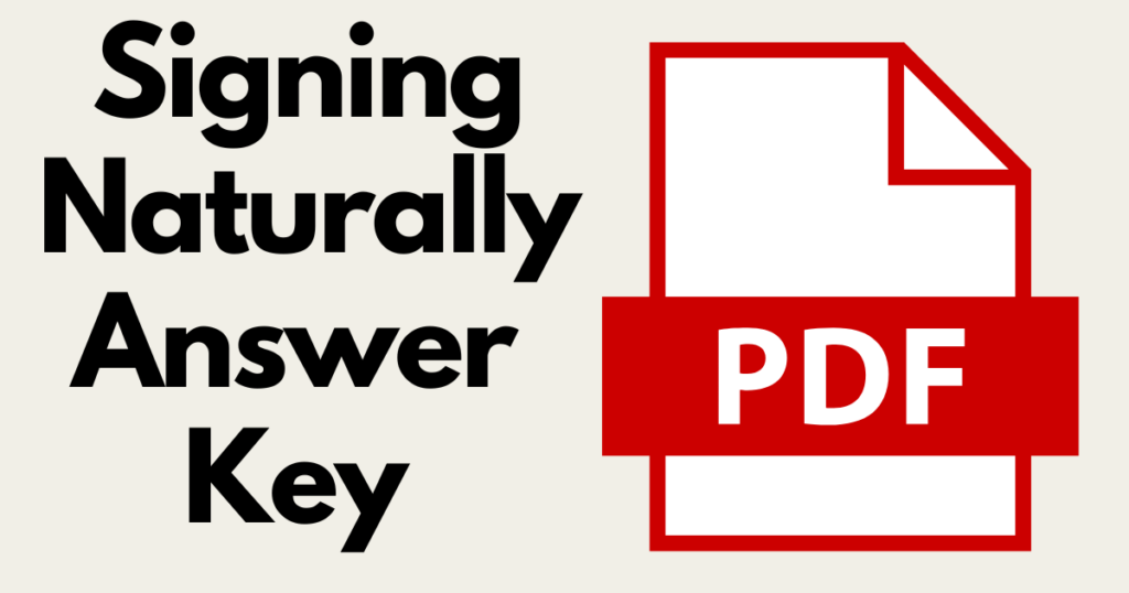 Signing Naturally Answer Key PDF official